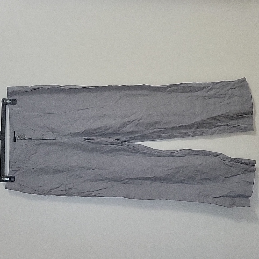 Adrienne Vittadini Gray Linen Wide Leg Pants Size 14 Like New